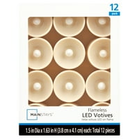 Piloni Votivi LED fără flacără, Fildeș, Set de 12