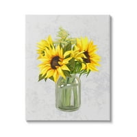 Stupell Industries flori galbene de floarea soarelui buchet petale de țară înflorite Galerie de artă grafică pânză învelită artă