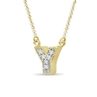 JewelersClub Accent alb diamant y inițială 14k aur peste pandantiv de argint