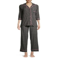 Jaclyn Îmbrăcăminte femei Yummy Notch guler 2 piese pijama Set