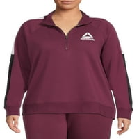 Reebok femei Plus Dimensiune Colorblocked jumătate Zip pulover tricou