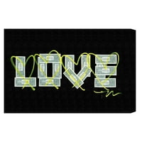 Wynwood Studio tipografie și citate Wall Art Canvas printuri 'Dollar Love' Citate și zicale de dragoste-verde, negru