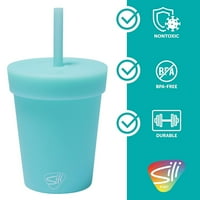 Silipint: Silicon Pentru Copii 8oz pahare de paie: - Sugar Rush & Aqua-cupe incasabile, prindere ușoară, capac etanș
