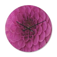 Ceas de perete modern din lemn Designart 'Close Up Purple Flower and Petals