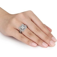 Carat TW diamant 10kt Aur Alb dublu Halo Infinity inel de logodna