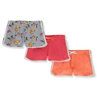 Pantaloni Scurți Dolphin Solid Și Imprimat Pentru Fete Din Catifea Roz, Pachet 3, Mărimi 4-16