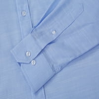 Bărbați rochie camasa Regulat se potrivesc solide Maneca lunga Albastru Bumbac Slub rochie camasi pentru barbati