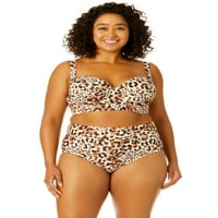 Timp și Tru femei Plus Dimensiune Leopard imprimare turnate Bikini Top