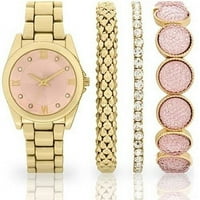 Accutime Adult feminin moda aur-ton ceas și multi-brățară Set