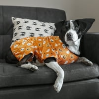 Haine vibrante pentru câini de Halloween, pijama fantomă de dovleac portocaliu, pentru câini sau pisici, Mărimea XXS