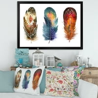Designart 'colorat Boho Art Feather Set IX' boem & Eclectic înrămate Art Print