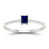 Imperial Gemstone 10k Aur Alb albastru safir CT TW diamant inel